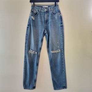 ZARA High waisted Distressed Blue Jeans Size 0